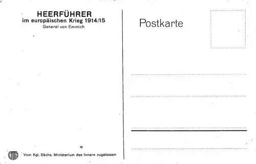 Heerführer, General von Emmich, Postkarte