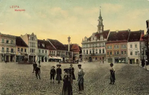 Ansicht Marktplatz in Leipa Česká Lípa Böhmen Postkarte AK