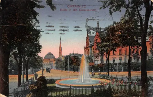 Chemnitz Blick in die Carolastraße AK 1912