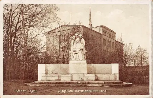 Angelika Hartmann Brunnen Köthen in Sachsen-Anhalt Postkarte AK 1929