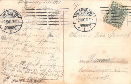 Magdeburg Breite Weg Straßenbahn Postkarte 1909