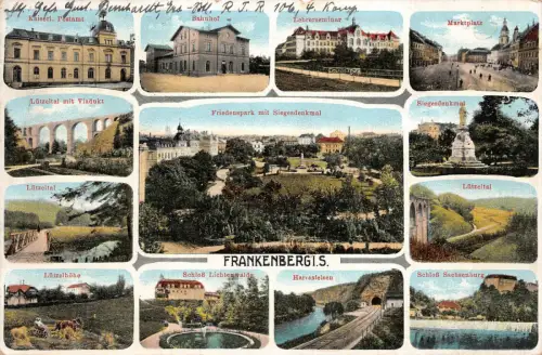 Frankenberg Panorama Postkarte 1918