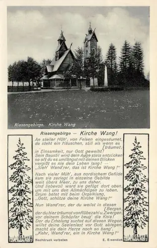 Riesengebirge Kirche Wang Postkarte AK 1933