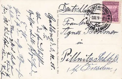 Partie am Stadtpark Gablonz an der Neiße Böhmen Postkarte AK 1928