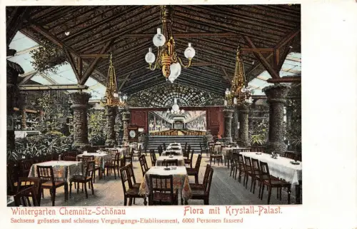 Wintergarten Chemnitz-Schönau Flora mit Krystall-Palast AK