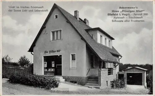 Ackermann's Haus "Flüssiges Obst" Ellefeld i. Vogtl. Postkarte AK