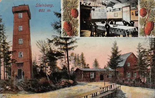 Steinberg 661 m Erzgebirgsverein Rodewisch Postkarte AK