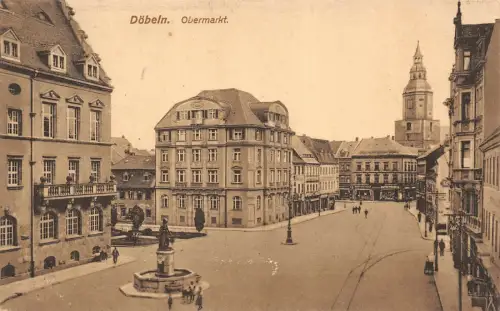 Obermarkt in Döbeln Sachsen Postkarte AK 1913