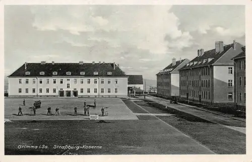 Straßburg-Kaserne in Grimma Sachsen Postkarte AK 1939