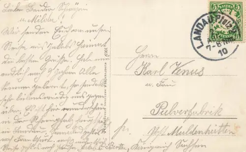 Partie aus dem südlichen Stadtteil mit Kirche Landau Rheinland-Pfalz AK 1910