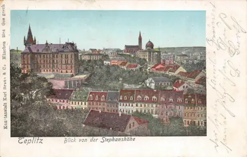 Teplitz Blick von der Stephanshöhe Synagoge AK 1900