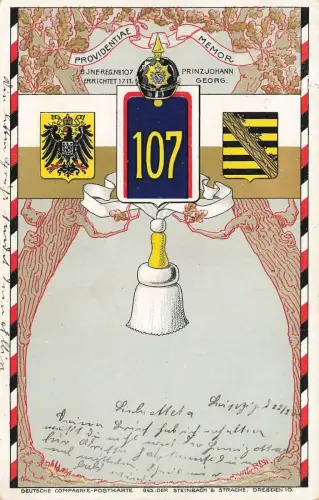 Deutsche Compagnie-Postkarte Inf. Reg. 107 Prinz Johann Georg Postkarte AK 1903