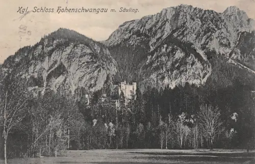 Kgl. Schloss Hohenschwangau m. Säuling Postkarte AK 1908