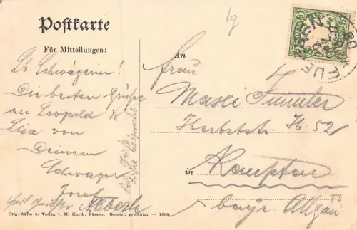 Kgl. Schloss Hohenschwangau m. Säuling Postkarte AK 1908