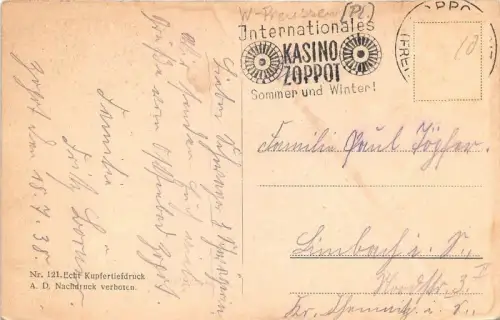 Zoppot / Sopot Pommern Grosskurgarten mit Springbrunn AK 1938