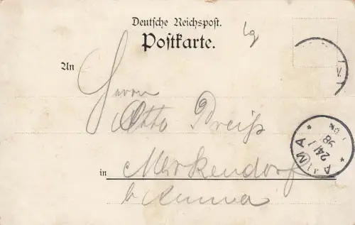 Gruß aus Conditorei u. Café Bruno Seidel Weida Thüringen Litho Postkarte AK 1898