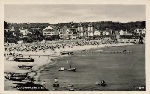 Strandleben Ostseebad Binz auf Rügen Mecklenburg-Vorpommern Postkarte AK