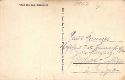 Stadtansicht, Markt u. Schlössel in Jöhstadt im Erzgebirge Sachsen Postkarte AK