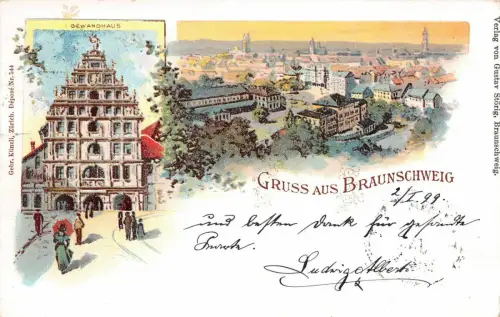 AK Braunschweig Gewandhaus Niedersachsen Litho Postkarte AK 1899