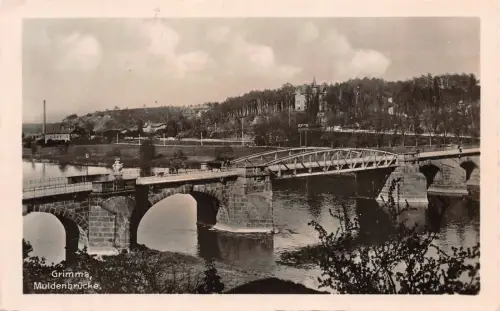 Muldenbrücke in Grimma Sachsen Postkarte AK 1941
