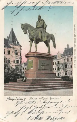 Magdeburg Kaiser Wilhelm Denkmal Postkarte AK 1905