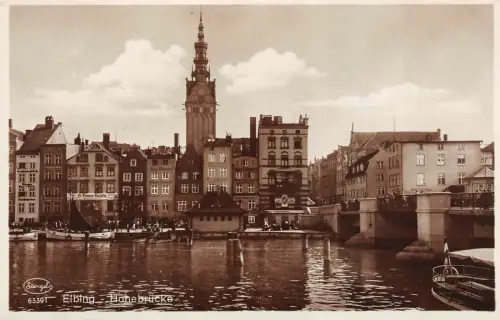 Elbing Hohebrücke Postkarte AK