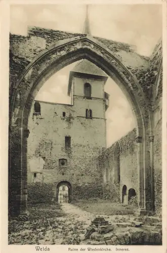 Inneres der Ruine Wiedenkirche Weida Thüringen Postkarte AK