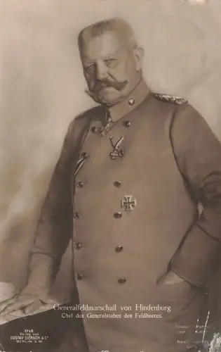 Chef des Generalstabes des Feldheeres Hindenburg Patriotika Postkarte AK 1917