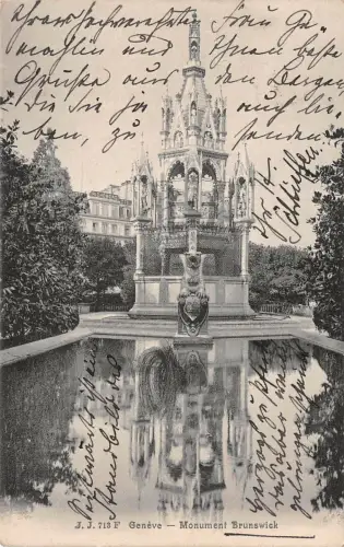 Geneve Monument Brunswick Postkarte AK 1905
