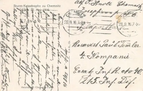 Chemnitz Sturm-Katastrophe AK 1916