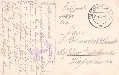 Falkenberg Elster Schule mit Friedrichstraße Feldpostkarte 1943