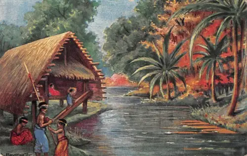 Landschaft in Neumecklenburg Südsee Kolonialkriegerdank Patriotika AK 1915