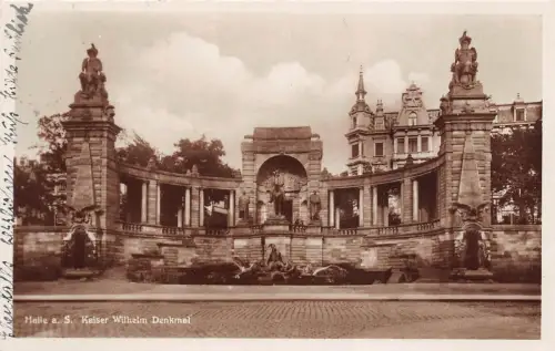 Halle a. S. Kaiser Wilhelm Denkmal Postkarte AK 1932