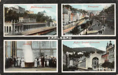 Karlsbad Sprudel Mühlbrunn-Kolonnade Kreuzgasse AK 1912