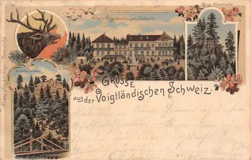 Grüsse aus Voigtländischen Schweiz Jocketa Litho Postkarte 1898