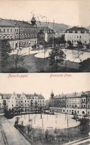 Bismarck-Platz in Potschappel Erzgebirge Sachsen Postkarte AK 1916