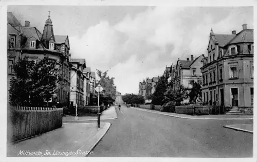 Mittweida Sa. Leisniger Strasse AK 1943