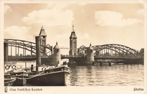Die Baumbrücke in Stettin Pommern Aus deutschen Landen Postkarte AK 1939