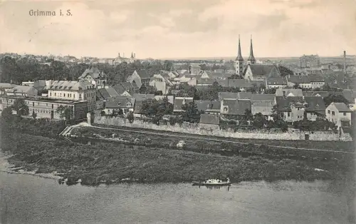 Stadtansicht von Grimma Sachsen Postkarte AK 1911