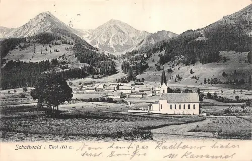 Schattwald i. Tirol 1111 m Kirche Postkarte AK 1904
