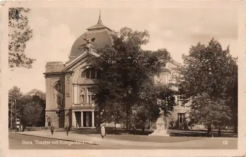 Gera Theater mit Kriegerdenkmal Postkarte AK 1939