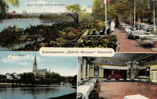 Chemnitz Sachsen Etablissement Schloß Miramar Panorama AK 1915