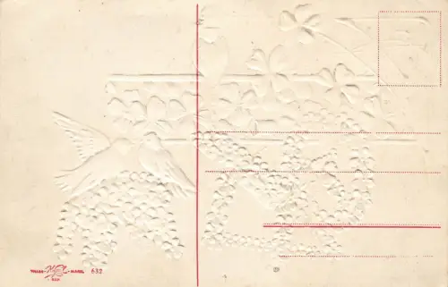 Herzlichen Glückwunsch zum Geburtstage Schnäbelnde Täubchen Postkarte AK