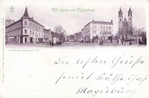 Am ehemaligen Sudenburger Thor Magdeburg Sachsen-Anhalt Postkarte AK 1899