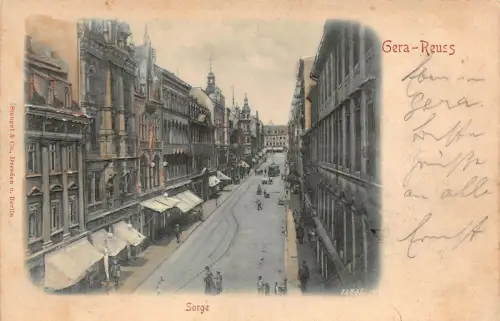 Gera-Reuss Sorge Straßenbahn Relief Postkarte AK 1900