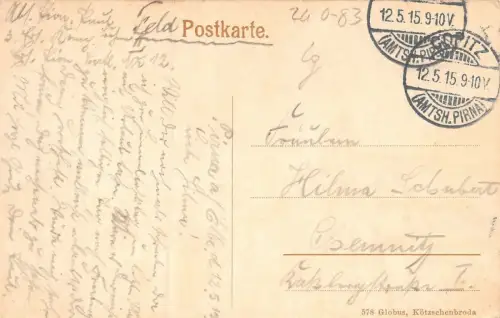 Böhm. Schweiz Edmundsklamm Der breite Stein Feldpostkarte AK 1915