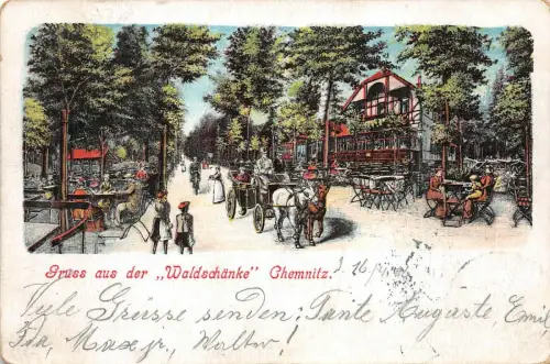 Gruss aus der "Waldschänke" Chemnitz Postkarte 1906