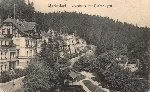 Böhmen Marienbad Teplerhaus mit Parkanlagen AK 1919