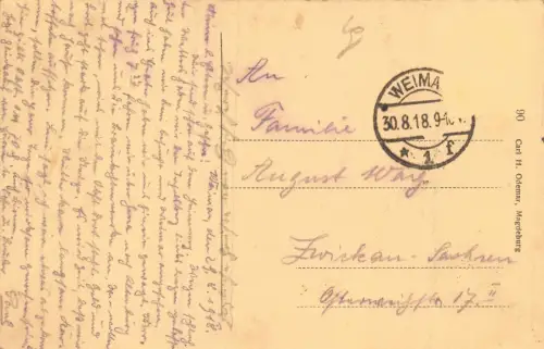 Weimar Hoftheater mit Schiller- u. Goethe-Denkmal Postkarte AK 1918