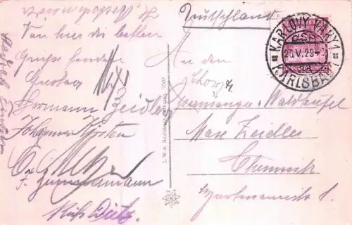 Karlsbad (Karlovy Vary) Hotel Imperial mit Terrasse Böhmen Postkarte AK 1929